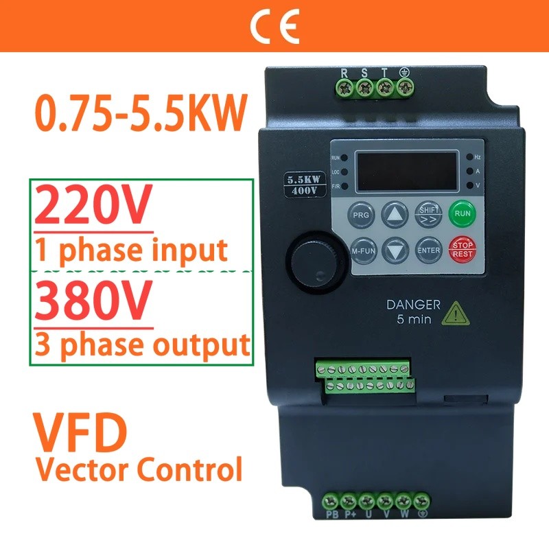 M6I0 อินพุต 220V to Output 380V VFD ตัวแปลงไดรฟ์ความถี่ตัวแปรอินเวอร์เตอร์ 0.75/1.5/2.2/3.7/4/5 KW ม
