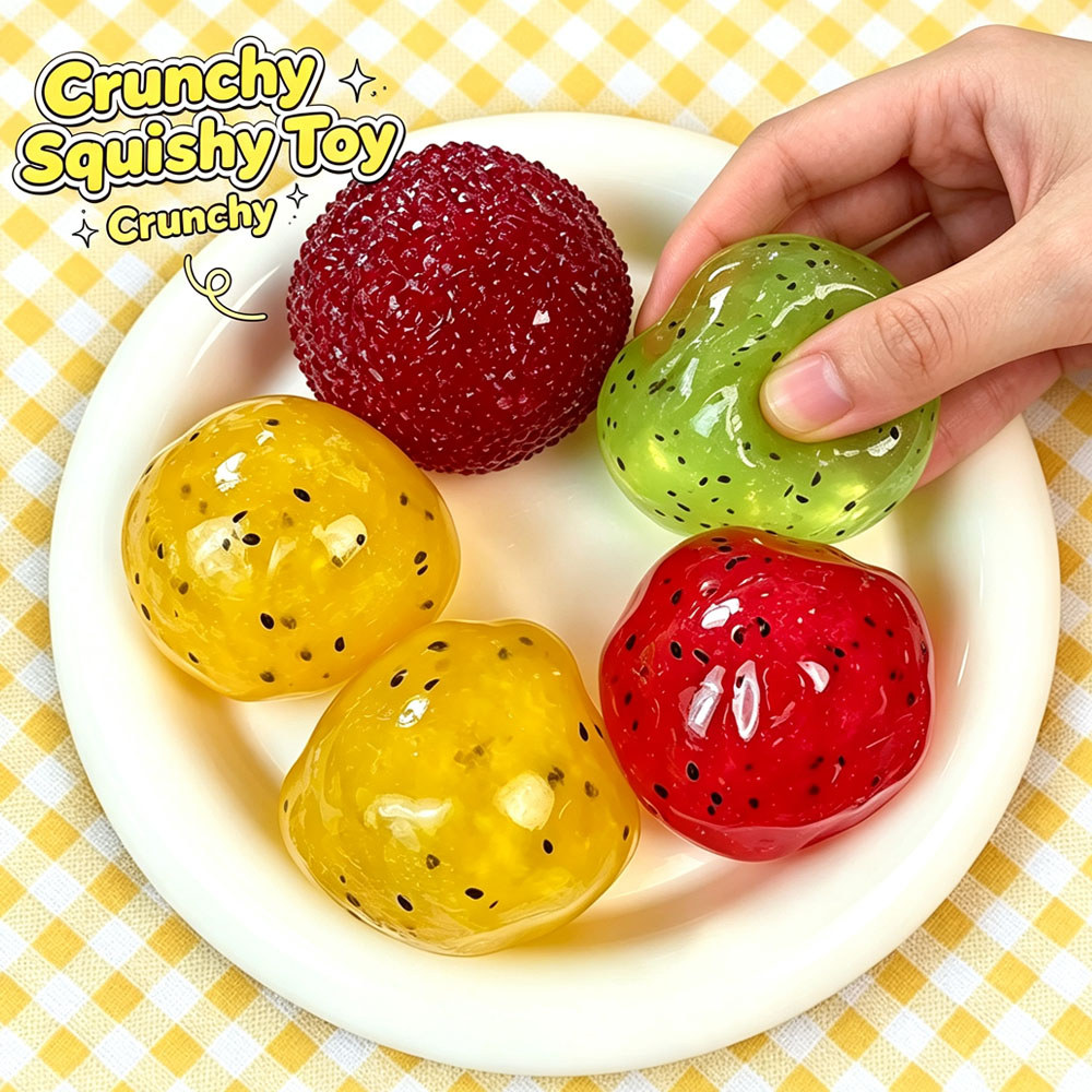 Creative Fruit Crunchy Squishy Squeeze Toy Watermelon Kiwi Bayberry Passion Fruit Pocket Decompressi