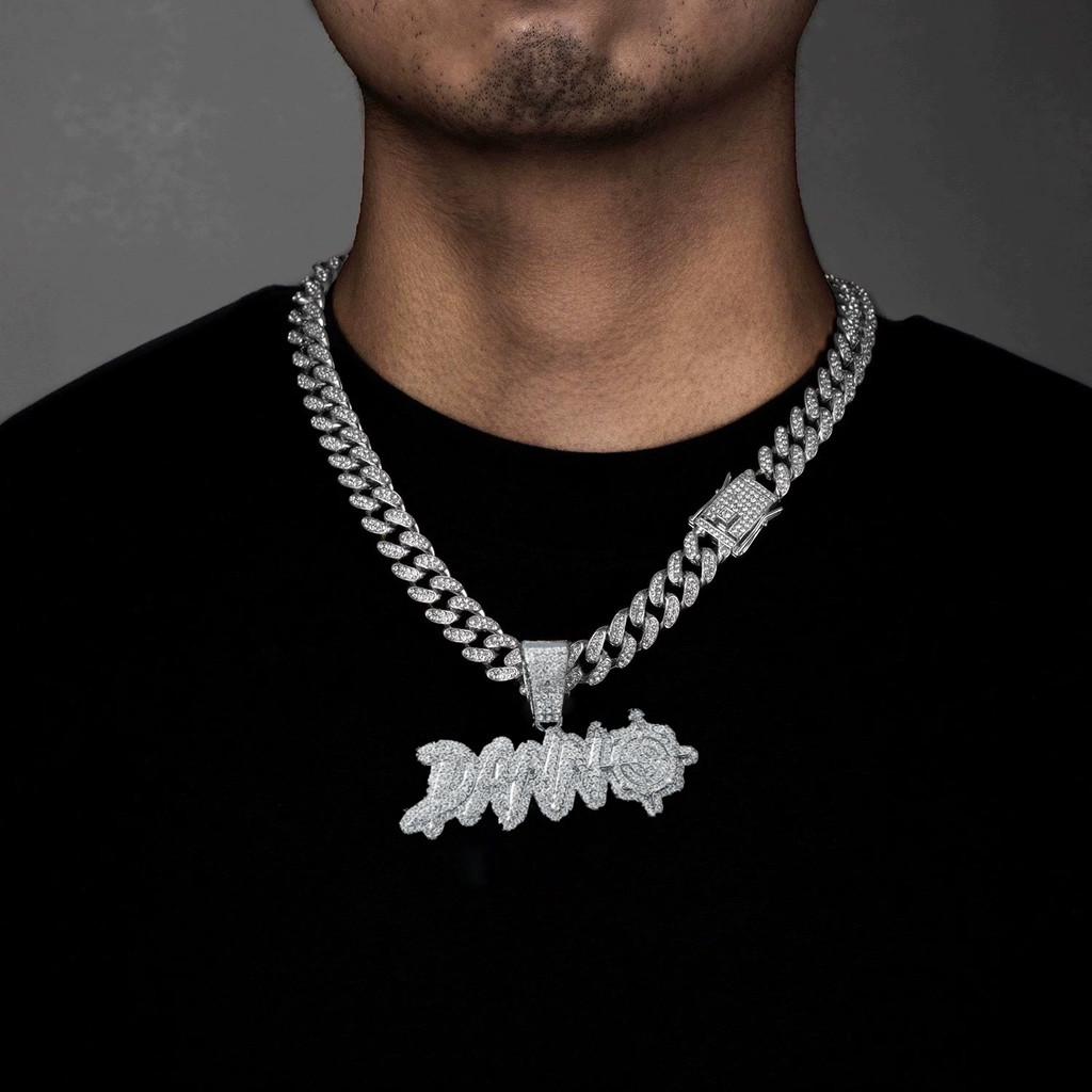 MS Letter DNN สร้อยคอเพชรอเมริกัน Hip Hop hiphop อินเทรนด์ Ruffian หล่อ Domineering rap ชาย Cuban Ch
