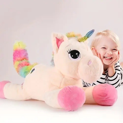 ZAXS MorisMos Beige Giant Unicorn Plush ของเล่น 80 ซม.วัสดุโพลีเอสเตอร์ PP Cotton Filled TV ภาพยนตร์