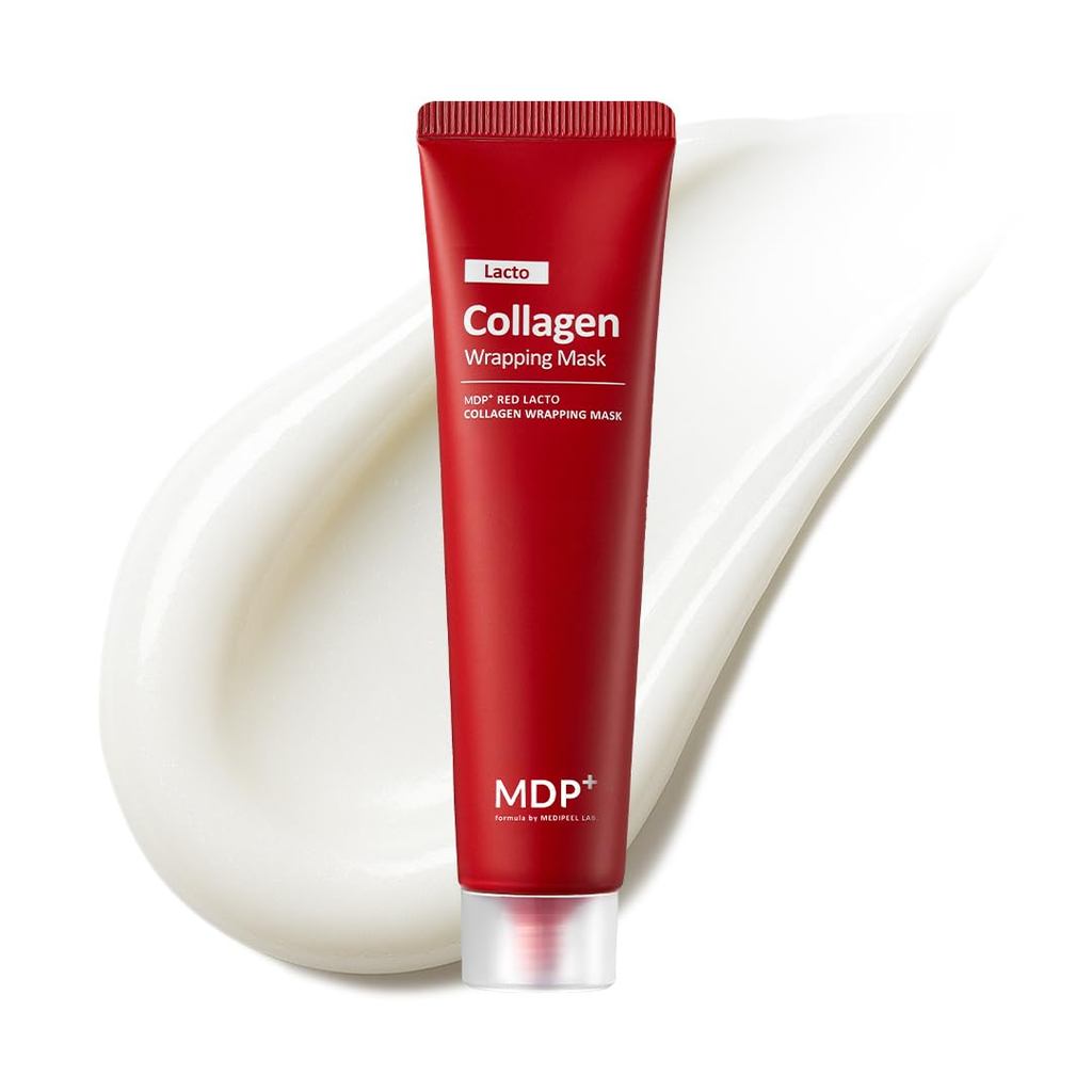 MDP+ มาส์กห่อคอลลาเจน Red Lacto | ลอกออฟ พอร์ มินิไมซิ่ง ไฮเดรติ้ง แอนด์ อวบอ้วน แก้วเกาหลี ความยืดห