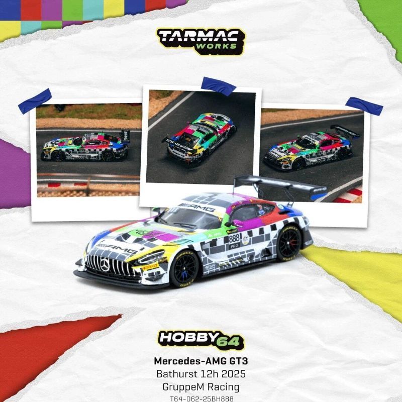 TW 1: 64 Mercedes-Benz AMG GT3 Buster 12h Endurance Sai TV Station Painting No. โมเดลรถอัลลอย 888