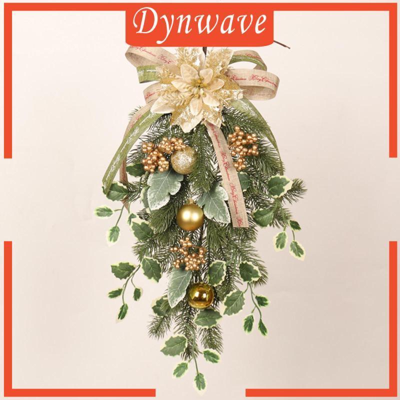 [Dynwave] คริสต์มาส Teardrop Swag พวงหรีดฤดูหนาวแขวนประตู Swag Garland Swag สําหรับปาร์ตี้บ้านไร่ฤดู