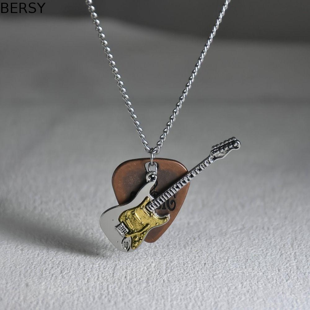BESY Guitar Pick Necklace, Vintage Chain Choker Punk Rock จี้, แฟชั่นโลหะผสมสังกะสี Gothic เสื้อกันหนาวเพลงกีตาร์สร้อยคอ Hip Hop