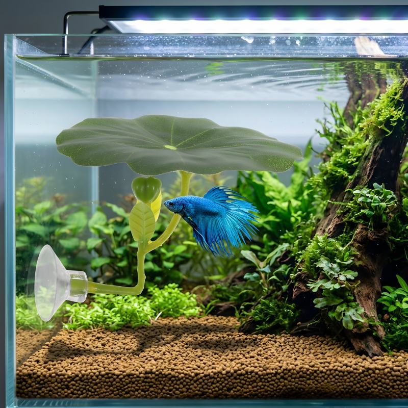 Floating Aquarium Decor Fish Accessories Bed Leaf Hammock 6.50X5.80X5.40CM สีเขียว ABS junshaoyipin