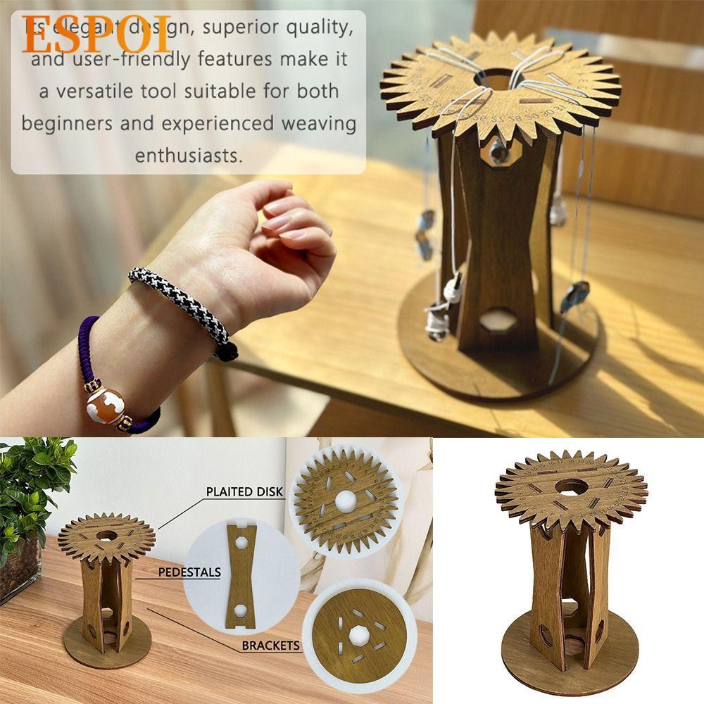 ESPOI Kumihimo Marudai Disk, DIY แนวตั้งมือเชือก Braiding Disk, ไม้ทําด้วยมือมือเชือก Braiding Frame
