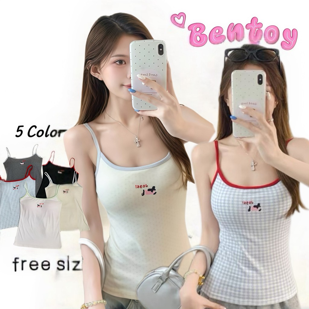 Bentoy (brato3023) เสื้อกล้าม เสื้อสายเดี่ยว ดีเทลแต่งสายโซ่ห้อยคอ แก๋ๆ สีน่ารักมาก