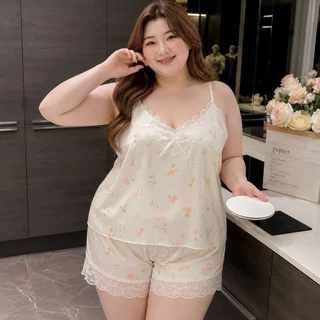 SUPER SEXY ชุดนอนผู้หญิงไซซ์ใหญ่ สายเดี่ยว เซ็กซี่หวาน ใส่นอนสบาย ชุดนอนสาวอวบ พร้อมส่ง 🌸 แฟชั่นสาวอวบ SET-1150
