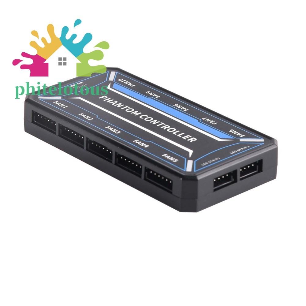❤ Phitelotous 6Pin 10-Port ARGB Fan Hub Controller SATA-Powered RGB PC Fan Controller พร้อมรีโมทคอนโ