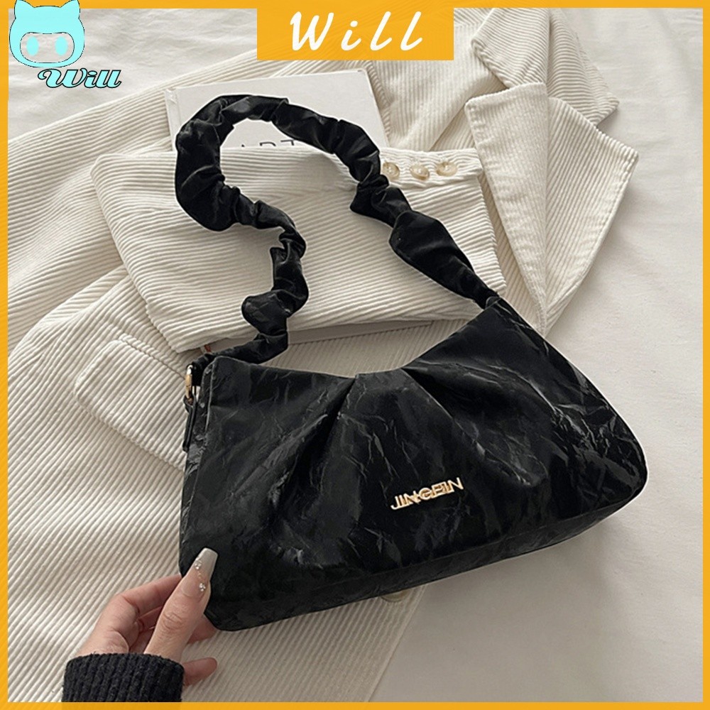 Puffy Ruched Cloud Underarm Crossbody Shoulder Bag Matte Texture ผ้าสําหรับเพื่อนครอบครัววันเกิดวันห