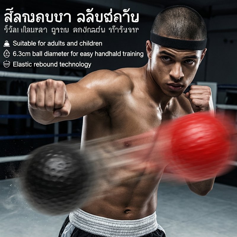 ลูกบอลชกมวย Reflex Ball ฝึกปฏิกิริยา พกพา ยืดหยุ่น ฝึกความเร็ว มือ ตา ผู้ใหญ่ เด็ก