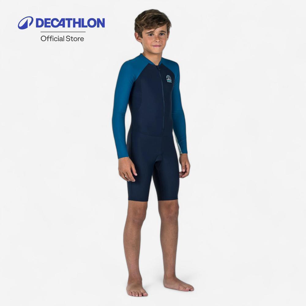 Decathlon Boys' Wetsuit - Shorty 100 Long-Sleeved เว็ทสูทขาสั้นแขนยาวสำหรับเด็กผู้ชาย รุ่น 100 - Tone/Blue