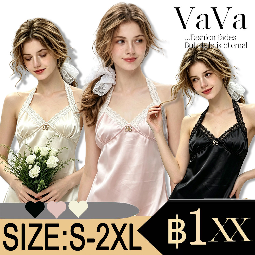 VaVa【ในสต็อก】เสื้อสายเดี่ยวผ้าซาตินลูกไม้สไตล์บ้านแบบเรียบง่าย หลวมสบาย สำหรับผู้หญิงในฤดูร้อนของเมืองสวย