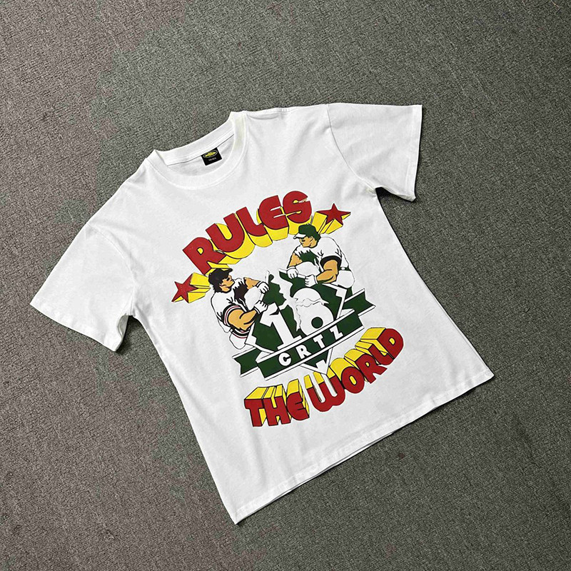 VLONE FOG VLONE FOG Corteiz High Street วินเทจแขนสั้นชาย Rock พิมพ์เสื้อยืดหลวมรอบคอ