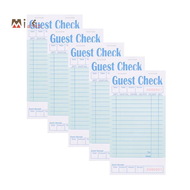 Mi4743i5 Pack Guest Check Books Green Watter Checkbook ร้านอาหาร Order Pad 50 แผ่น/แพ็ค