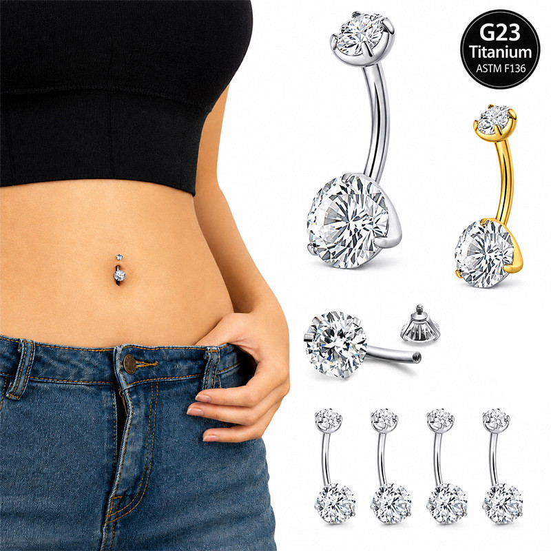 G23 Titanium Alloy Umbilical Nail หญิง Hole-raising Hole-raising Hypoallergenic Strobeing ภายใน Spir