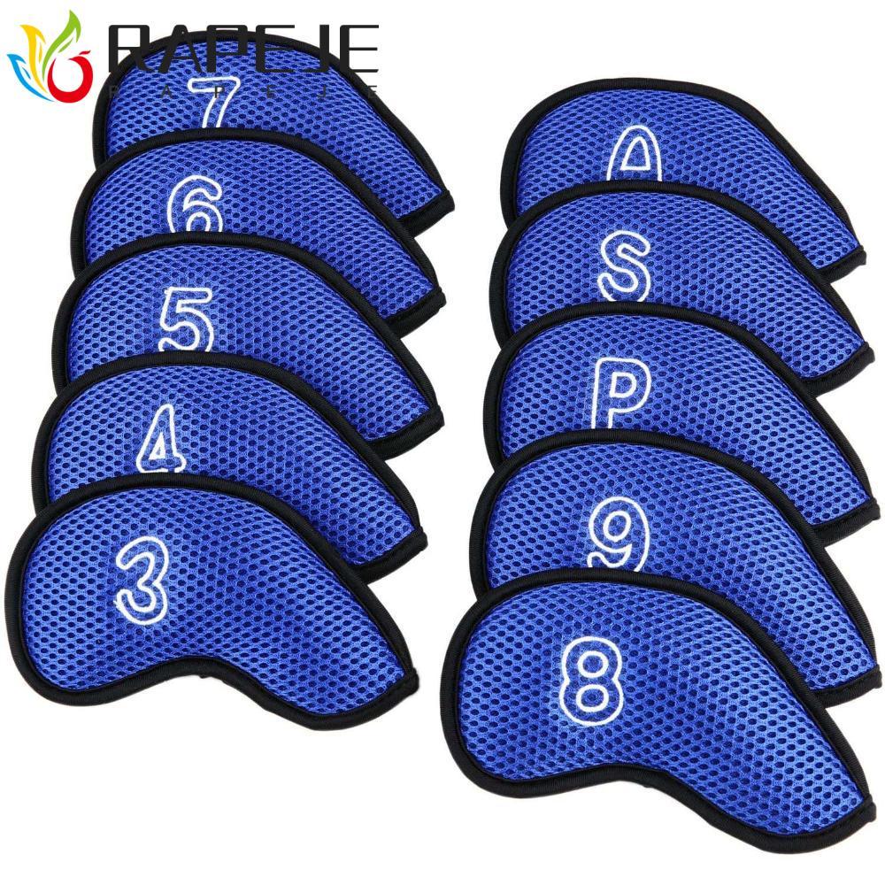 RAPEJE Golf Club Cover เสาเหล็กฝาครอบพัตเตอร์กอล์ฟกีฬา Neoprene Golf Head Cover 10pcs 3,4,5,6,7,8,9,
