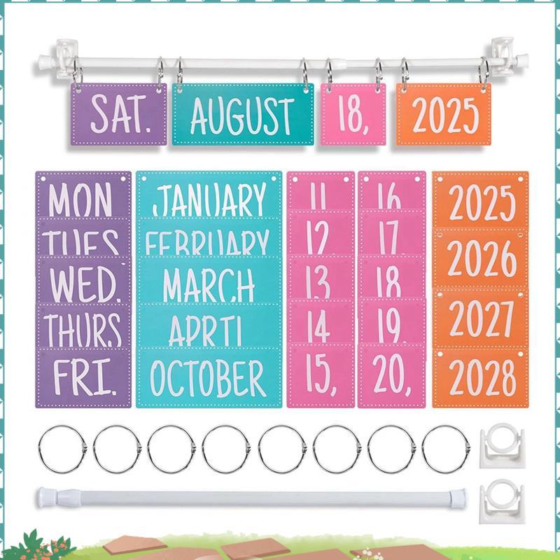 Uejfrdkuwg Rainbow Flip Calendar Bulletin Board Set with Holder, Adjustable Calendar Stand 54 รวมการ