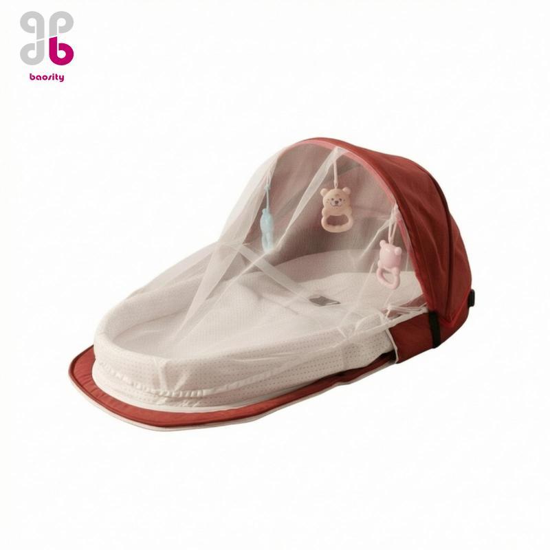 Baosity Baby Travel Bed with Bug-Protection Net Compact Baby Travel Bed Bassinet with Bug-Protection