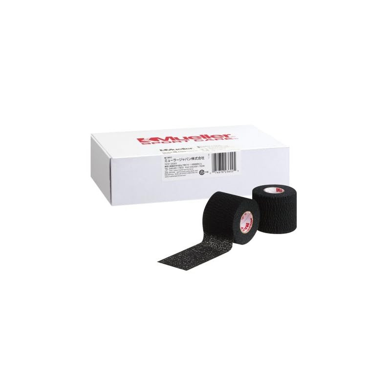 Mueller Tear Light Tape Black 50mm [Pack of 6] Soft Stretch Tape Small Pack 23642 Black 51mm