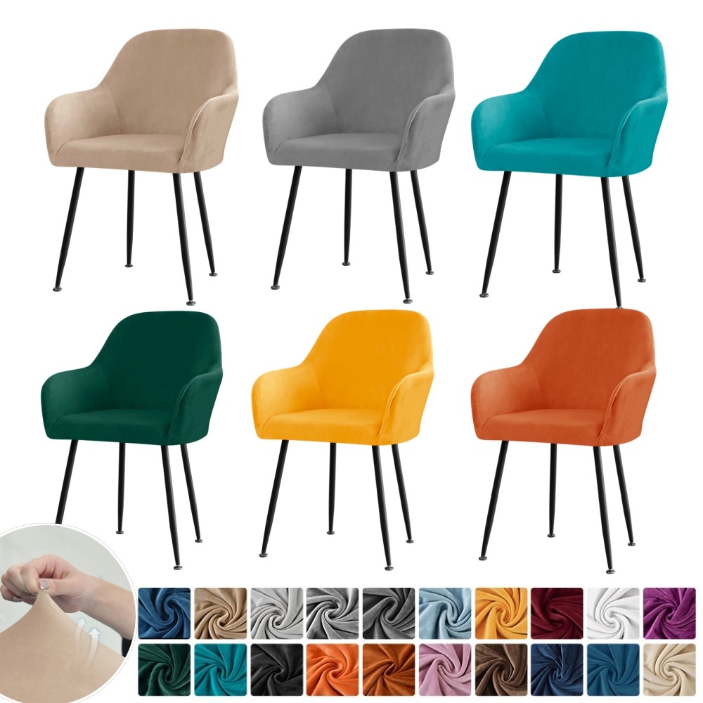 ห้องรับประทานอาหารเก้าอี้ Slipcovers ยืดเก้าอี้กํามะหยี่ Wingback Armchair ครอบคลุมที่ถอดออกได้เก้าอี้ Protector ฝาครอบที่นั่ง Slipcovers สําหรับตกแต่งบ้าน
