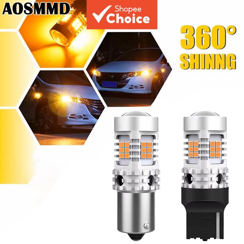 Aosmmd 2 ชิ้น Canbus ไม่มี Hyper แฟลช Amber LED ไฟเลี้ยว Ba15s Bau15s 1156 P21w Py21w 7440 W21w