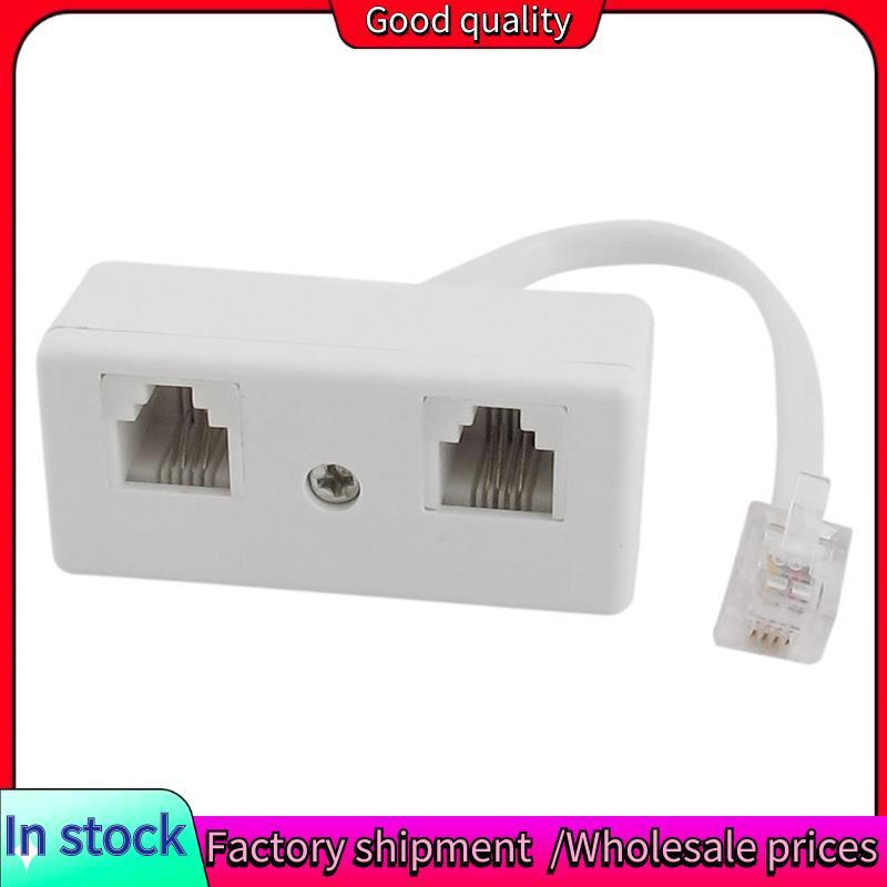 Stock-6P4C RJ11 อะแดปเตอร์ขั้วต่อแยกสายโทรศัพท์ชายกับหญิงคู่