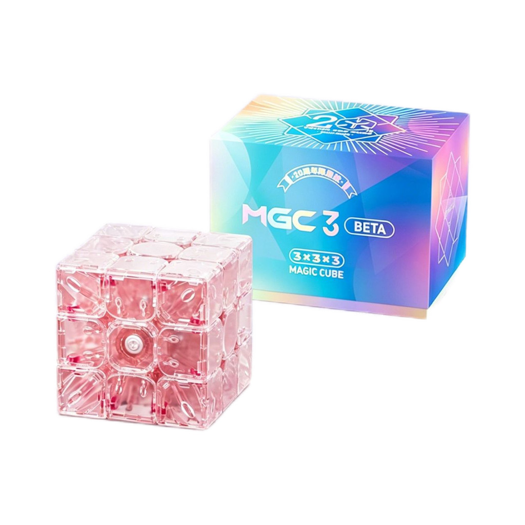 จัดส่งในวันเดียวกัน YJ Yongjun MGC BETA อันดับสามสีชมพู Magnetic Levitation Rubiks Cube ตําแหน่งเต็ม