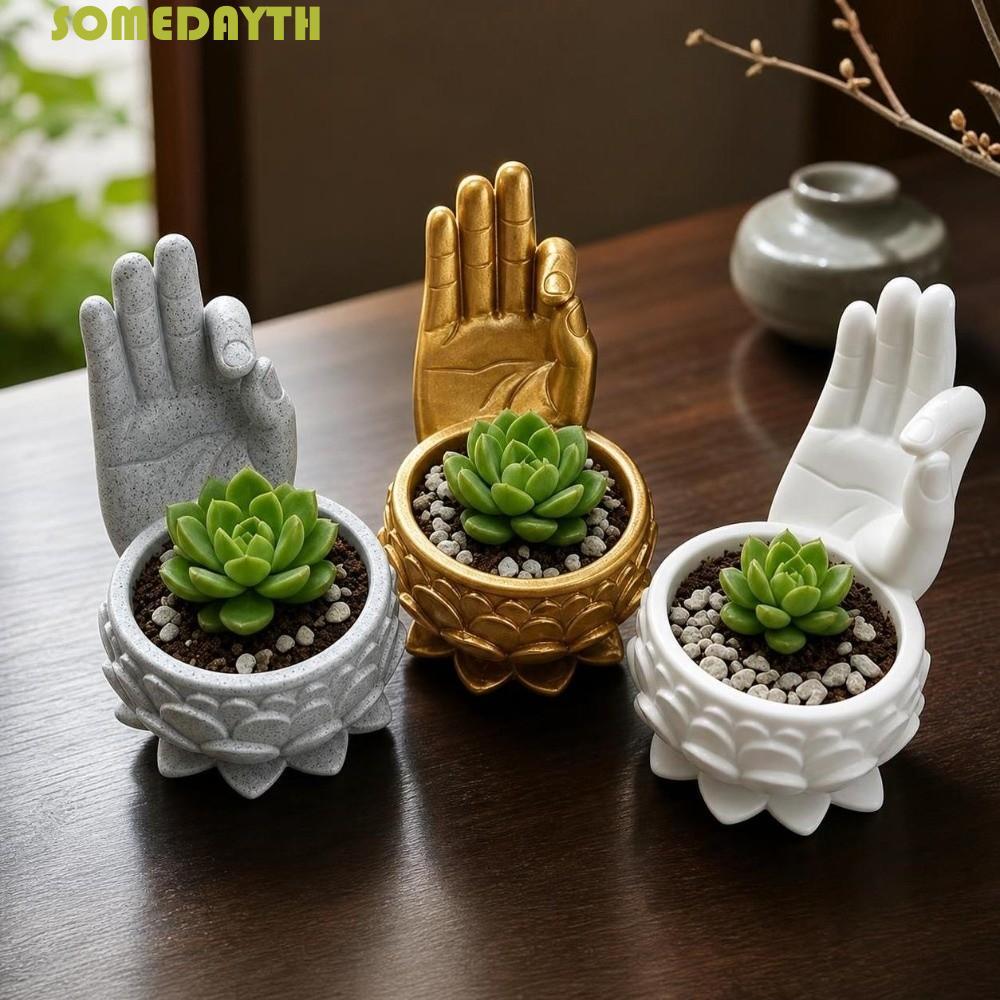 SOMEDAY โลตัสรูปกระถางดอกไม้, 3D พิมพ์ Creative Succulent Planter, กระถางปลูก Ok Hand Handmade ตลก Z