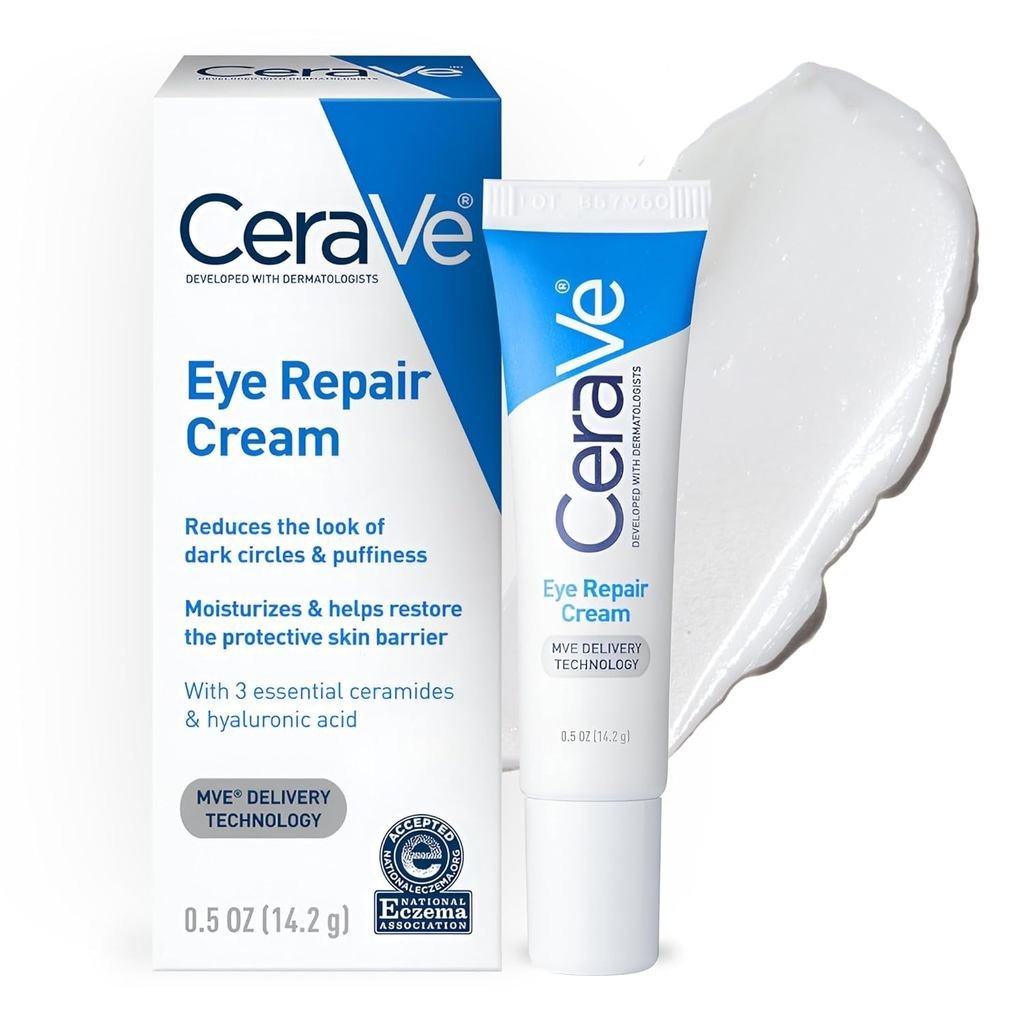 CeraVe Eye Repair Cream ครีมใต้ตาสําหรับอาการบวมและกระเป๋า 0.5oz | บํารุงผิว, ครีมบํารุงรอบดวงตา, กร