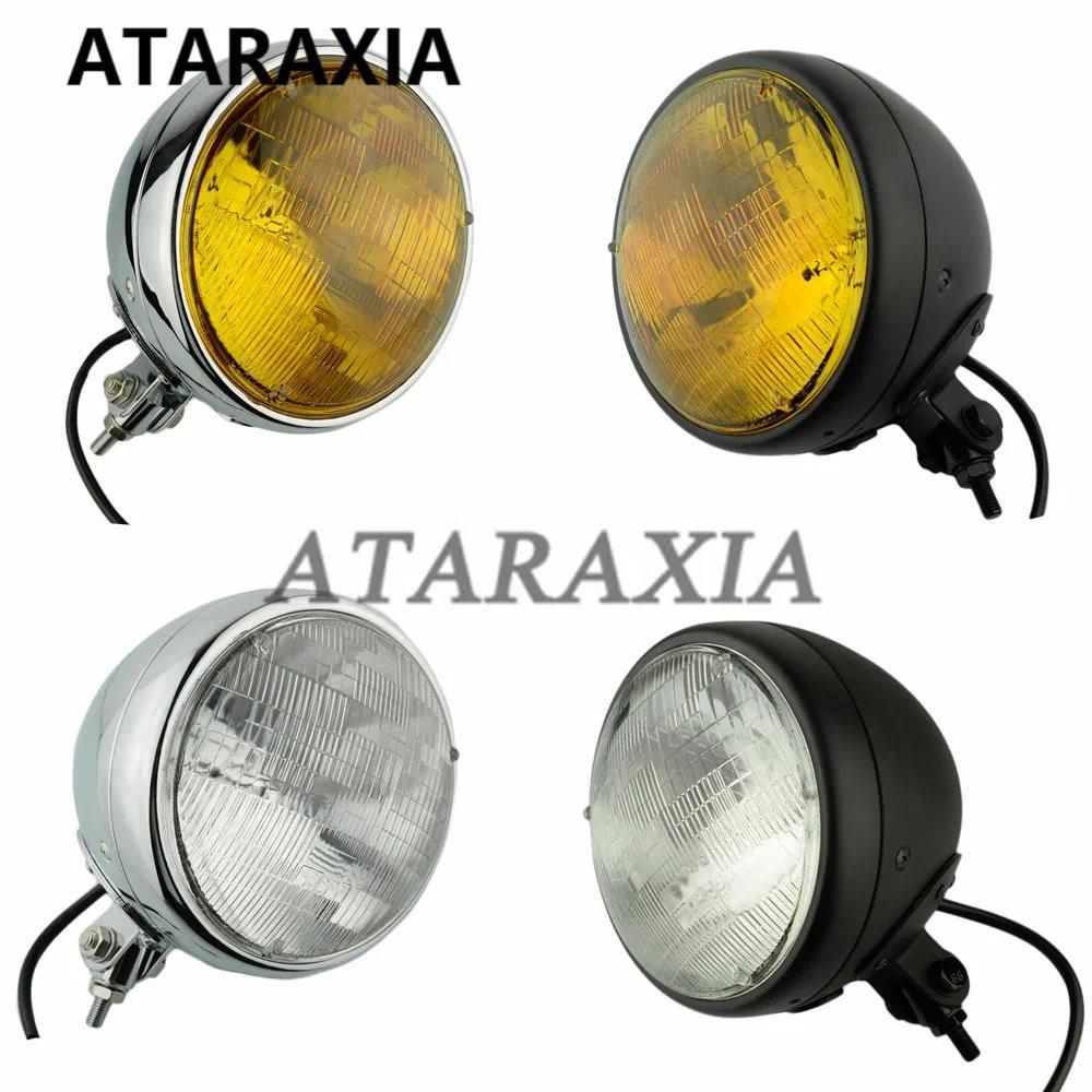 N27" Bottom Mount Headlight Motorcycle Universal Custom H4 10MM Spotlight For Suzuki Harley Honda Ya