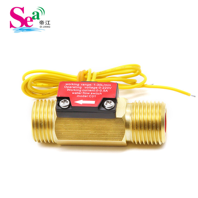 4 จุด Water Flow Switch Reed Switch Proximity Switch Dry Reed Pipe Flow Switch G1/2 Extern
