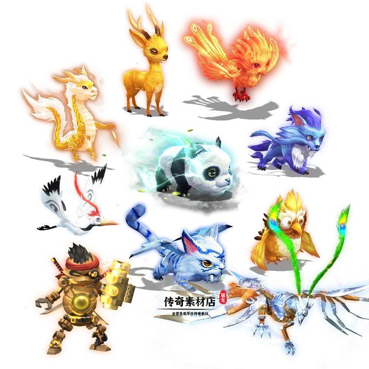 วัสดุสัตว์ประหลาดในตํานาน 8 ทิศทางรุ่น Q การ์ตูน HD Pet Serial Frame PNG Format พร้อมรูปลักษณ์ภายใน