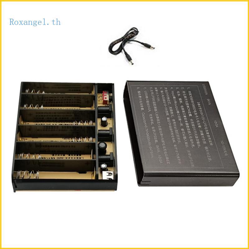 ROX USB 5V สําหรับ DC 9V 12V เอาต์พุต 6x 18650 UPS DIY กล่องสําหรับ Router LED แท็บเล็ต