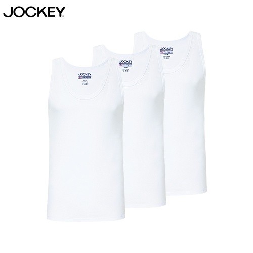 Jockey 3 ชิ้นเสื้อกล้ามผู้ชายเสื้อกล้ามผ้าฝ้าย JMN177831WHT WHT