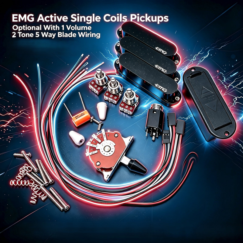 EMG Active Single Coils Pickups SSS Pickups (อุปกรณ์เสริม 1 เล่ม 2 โทน 5 ทางใบมีดสายไฟ, Pickups สีดํ