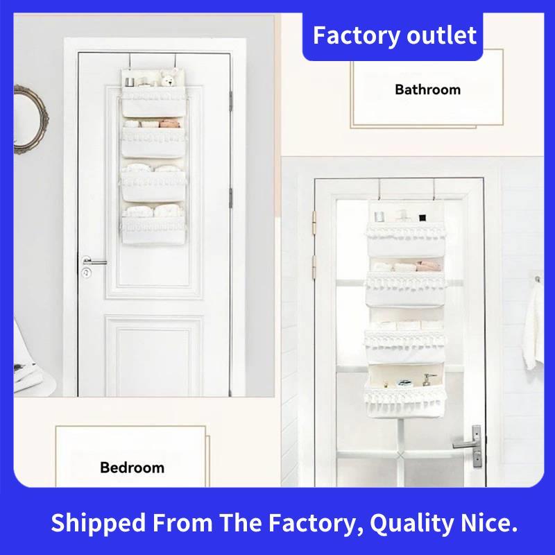 Over the Door Organizer แขวน, 4 กระเป๋า Boho Nursery Decor over Door Storage แขวนจัดเก็บด้านหลัง