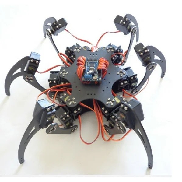 JW8F 18DOF ชุดหุ่นยนต์อลูมิเนียม Hexapod Spider 6 ขาชุดกรอบหุ่นยนต์ F17328