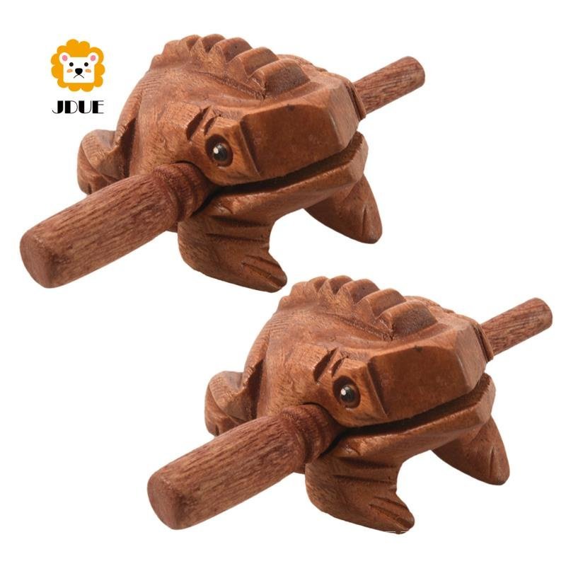 JDUE 2X Carved Croaking Wood Percussion Musical Sound Wood Frog Tone Block Toy