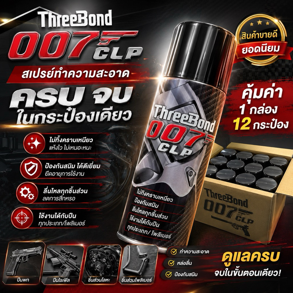 ThreeBond 007  – สเปรย์ทำความสะอาดและหล่อลื่นอุปกรณ์โลหะ