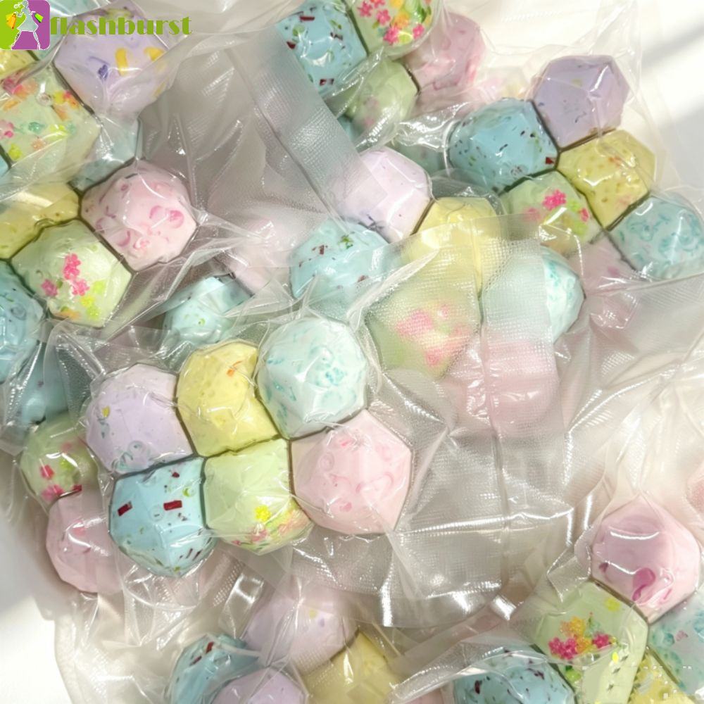 FLASHBURST Crunchy Squeeze, Hand Relax Handmade Crispy Ball, Boys Girls Cute Pinch Shapable Blocks F