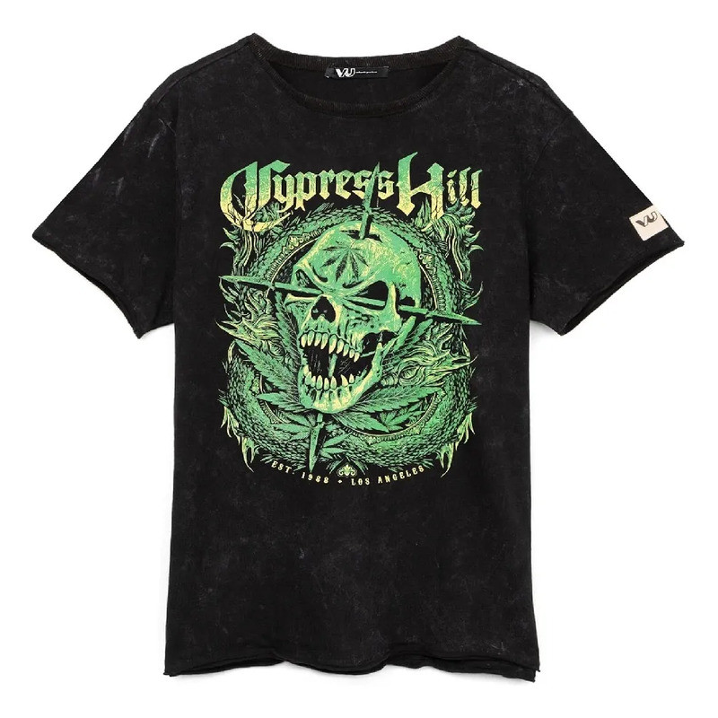 เสื้อยืด Cypress Hill Unissex Feminina Skull Band