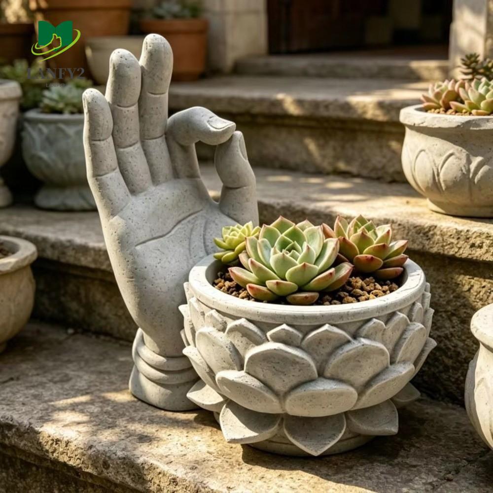 ALANFY ชาวไร่ฉ่ํา, สร้างสรรค์ 3D พิมพ์กระถางดอกไม้รูปดอกบัว, แบบพกพา Handmade Ok มือน้ําหนักเบา Zen 