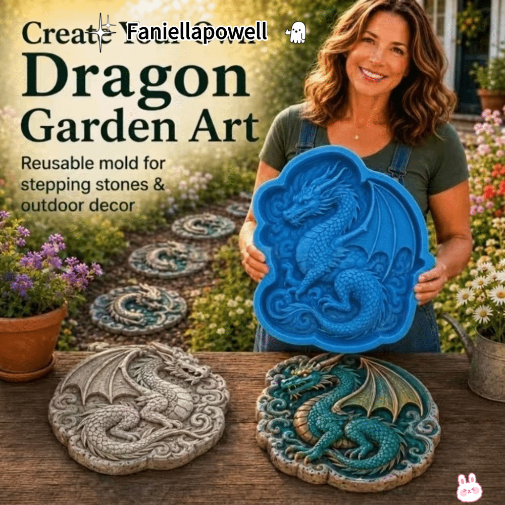 FANIELLAPOWELL Garden Path Cement Mould, Cement Casting Dragon Shape Stepping Stone Mold, Creative S