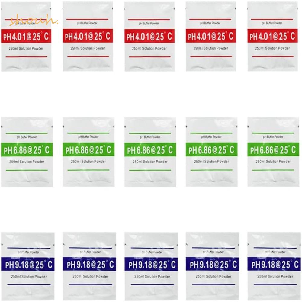 SHOUH 15 ชิ้น PH Meter Calibration Solution Powder, PH 4.01 PH 6.86 PH Buffer Solution Powder, Point