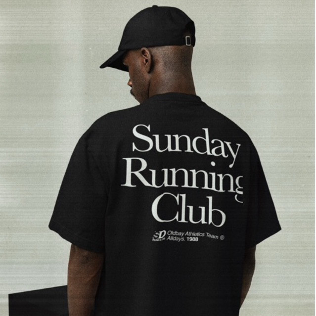 【เสื้อ Fashion】 OLDBAY Tees Sunday Running Club Short Sleeve T-Shirt S-5XL Cal