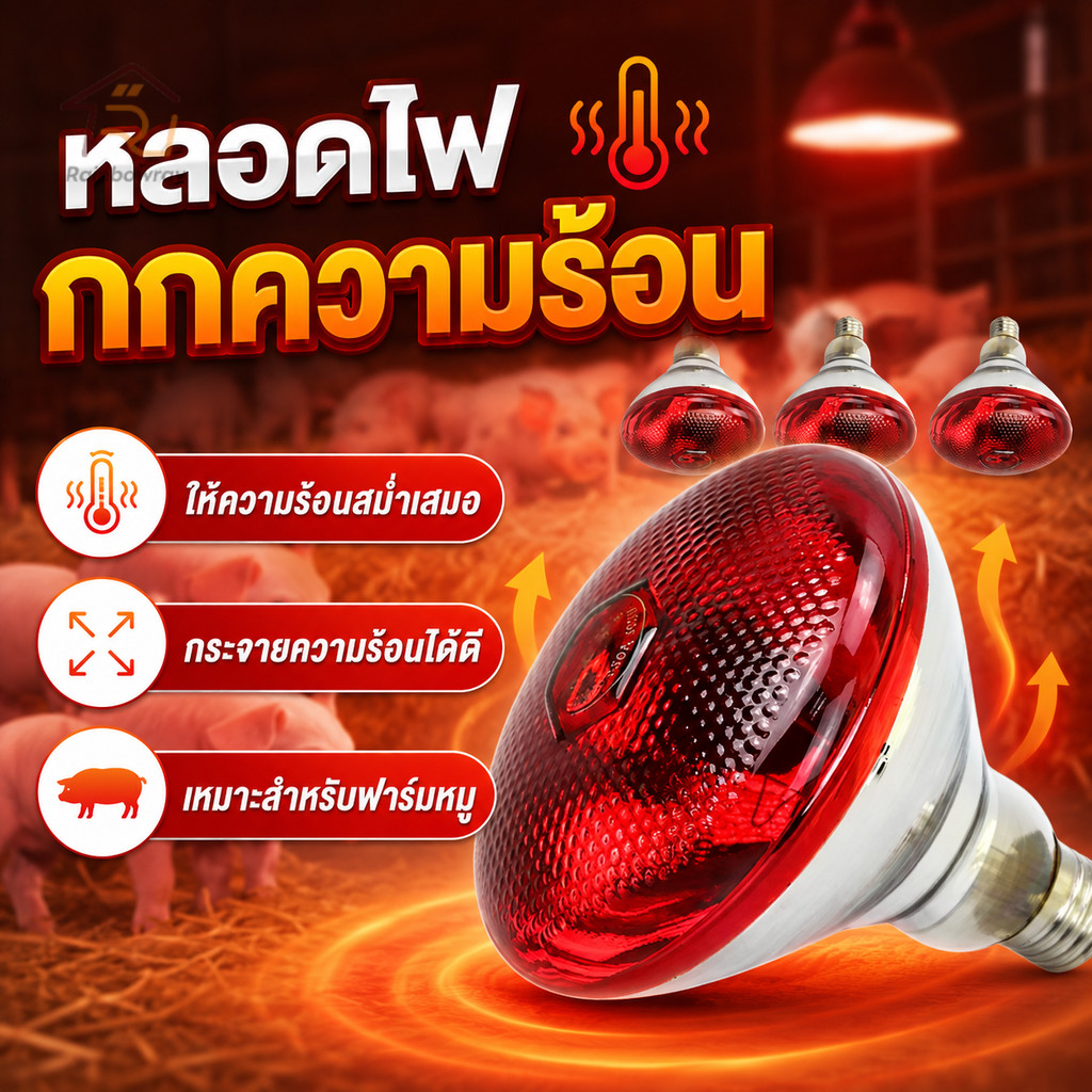 รุ่นใหม่2026 หลอดไฟอินฟาเรด ไฟกกไก่ หลอดไฟให้ความอบอุ่น กันน้ํา ให้ความอบอุ่นสัตว์