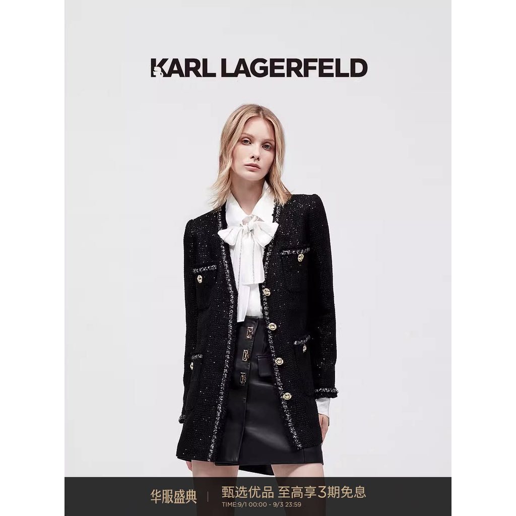 KARL LAGERFELD KARL LAGERFELD สีดํา Chanel สไตล์ Tweed Jacket ผู้หญิง Lafayette Lafayette