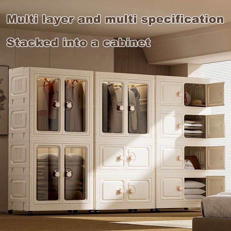 L65cm（2-4 Layers）Wardrobe Large Capacity Clothes Storage Hang Cabinet With Drawer Storage Clothes Ca