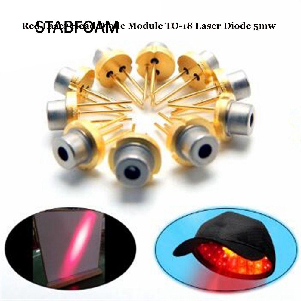 STABFOAM 1/2/5/10 ชิ้นหัวเลเซอร์สีแดง 5mw 650nm 2.2V ไดโอดเลเซอร์กําลังสูง TO-18